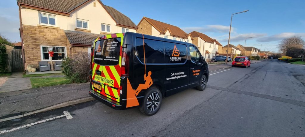 our new van complete with Abseiling Services graphics