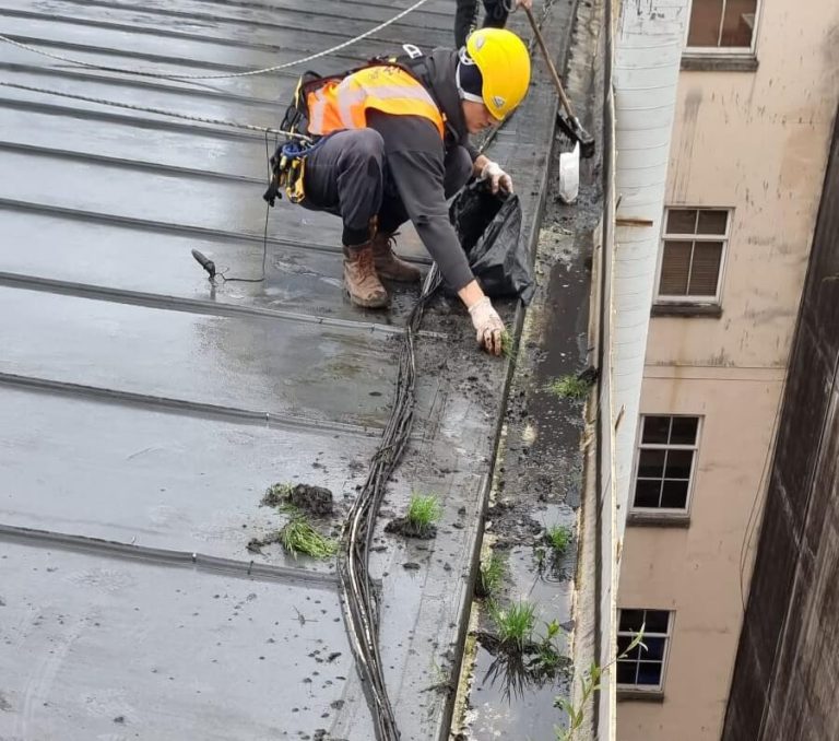 Gutter Cleaning using Rope Access