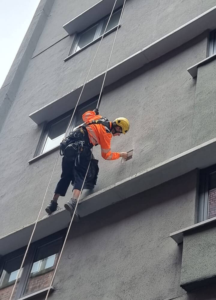 intrusive fire inspection and render repairs