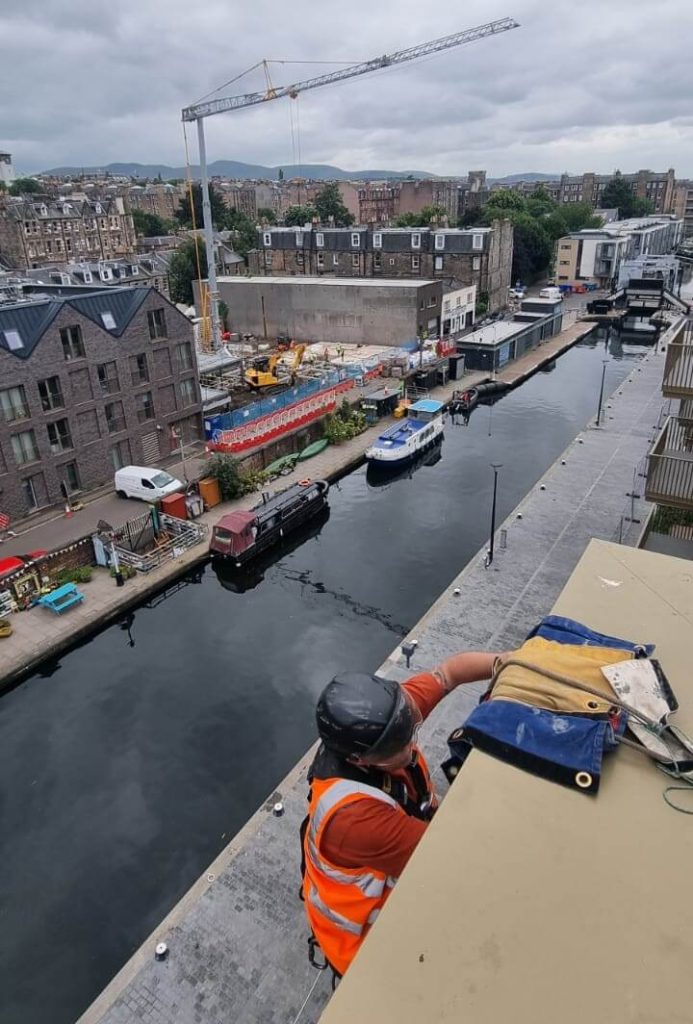 our team beginning to install the lightning protection system for a client in Edinburgh